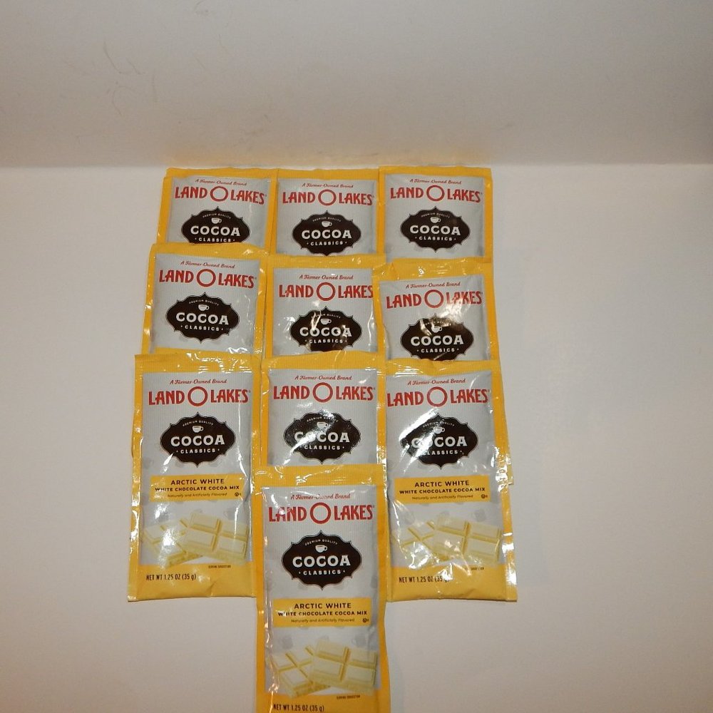 10 Land O Lakes 1.25oz Arctic White - White Chocolate Cocoa Mix Packets